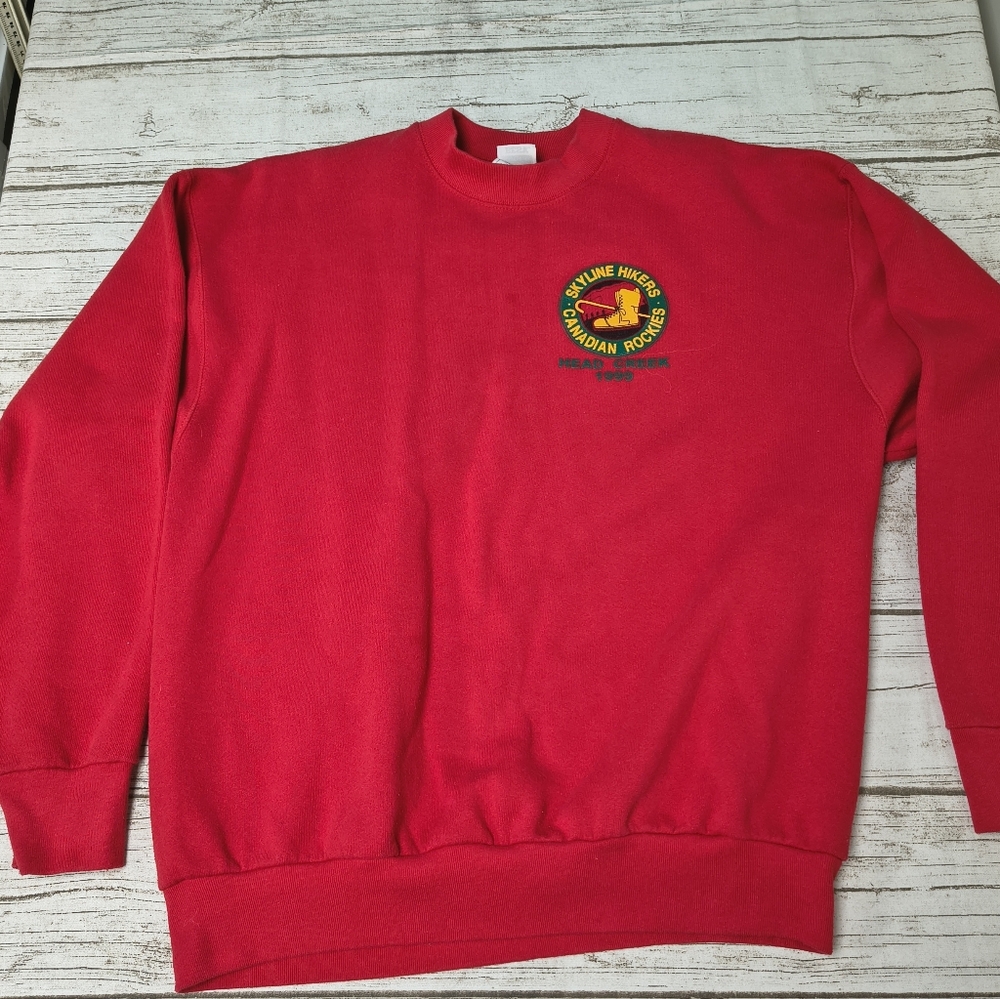 Vintage Fruit Of The Loom Red Crewneck Sweater Made In Canada Size XL